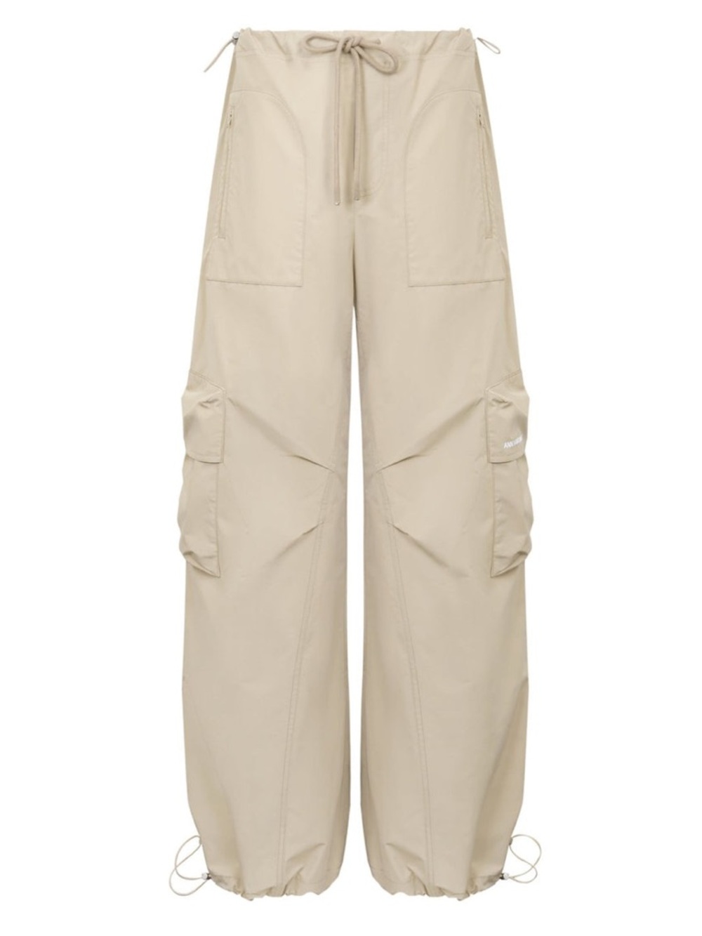 Wide-Leg Cargo Pants in Beige